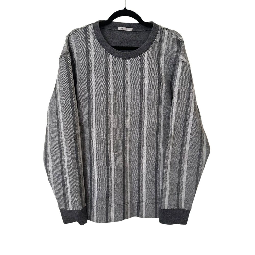 ONS CLOTHING Striped Side Zip‎ Crewneck Sweatshirt Large